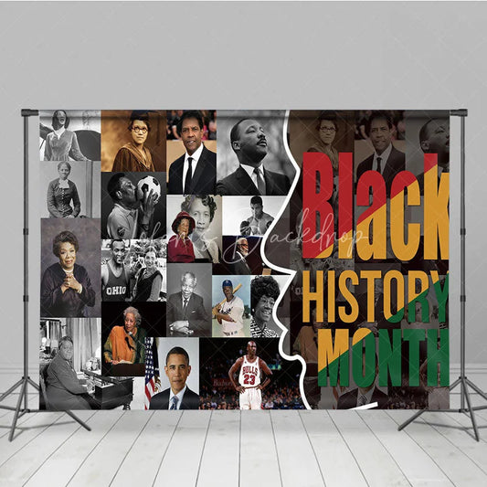 Lofaris Black History Month Backdrop African American Heroes Collage Heritage Background Educational School Event Party Decor