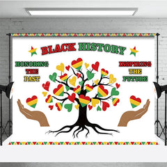 Lofaris Black History Month Backdrop Honoring the Past Inspiring Future Heart Tree Background African American Heritage Banner