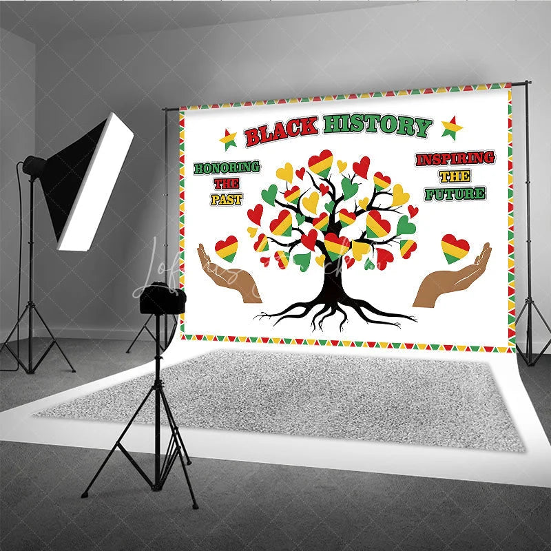 Lofaris Black History Month Backdrop Honoring the Past Inspiring Future Heart Tree Background African American Heritage Banner