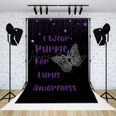 Lofaris Black I Wear Purple For Lupus Awareness Backdrop