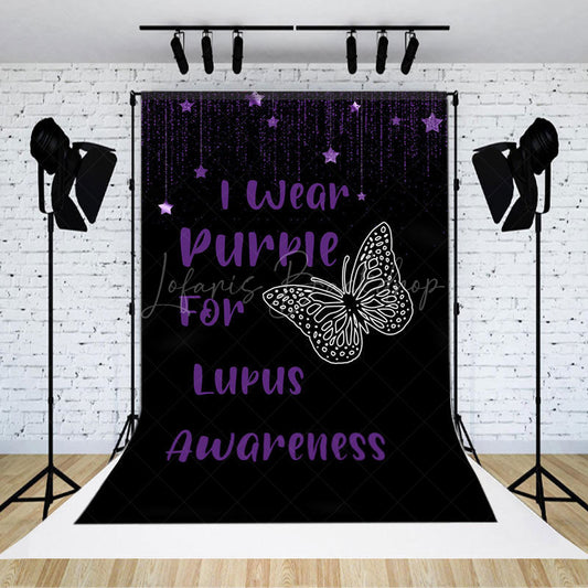 Lofaris Black I Wear Purple For Lupus Awareness Backdrop
