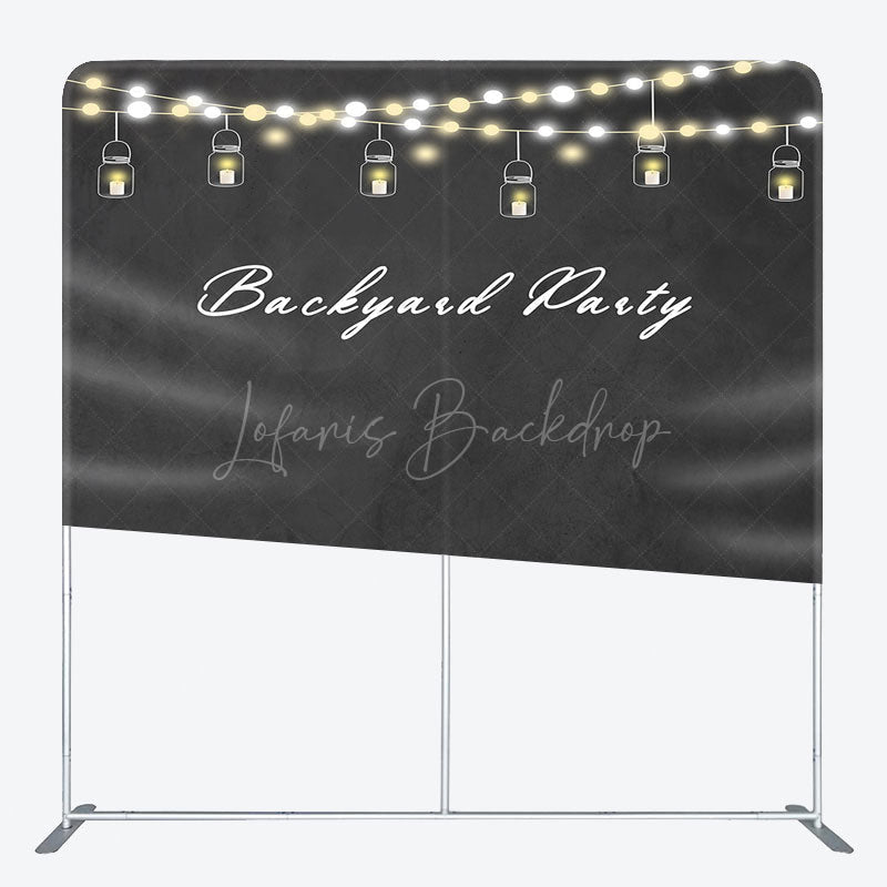 Lofaris Black Lighted Backyard Party Square Tension Backdrop
