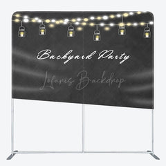 Lofaris Black Lighted Backyard Party Square Tension Backdrop