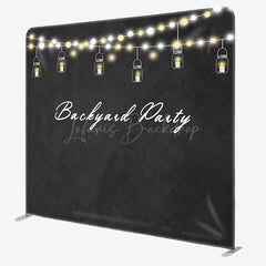 Lofaris Black Lighted Backyard Party Square Tension Backdrop