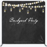 Lofaris Black Lighted Backyard Party Square Tension Backdrop