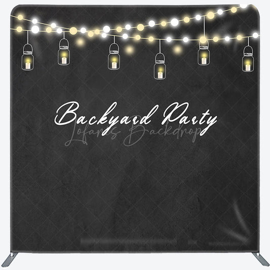 Lofaris Black Lighted Backyard Party Square Tension Backdrop