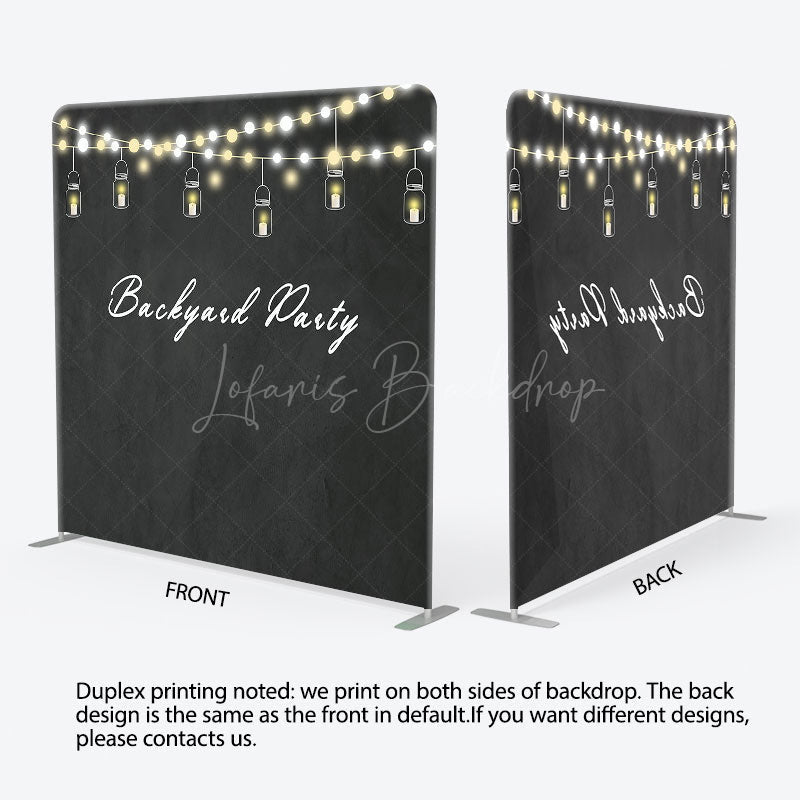 Lofaris Black Lighted Backyard Party Square Tension Backdrop