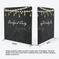 Lofaris Black Lighted Backyard Party Square Tension Backdrop