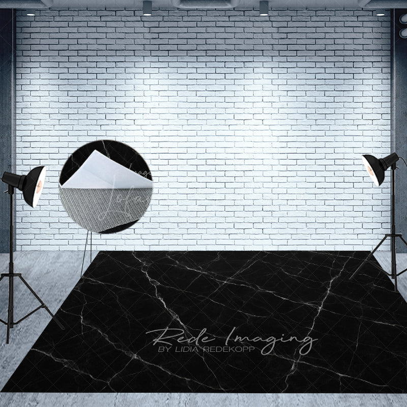 Lofaris Black Marble White Line Photo Fabric Floor Backdrop