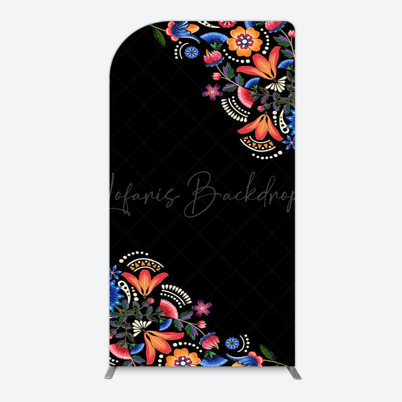 Lofaris Black Mexican National Flower Birthday Arch Backdrop