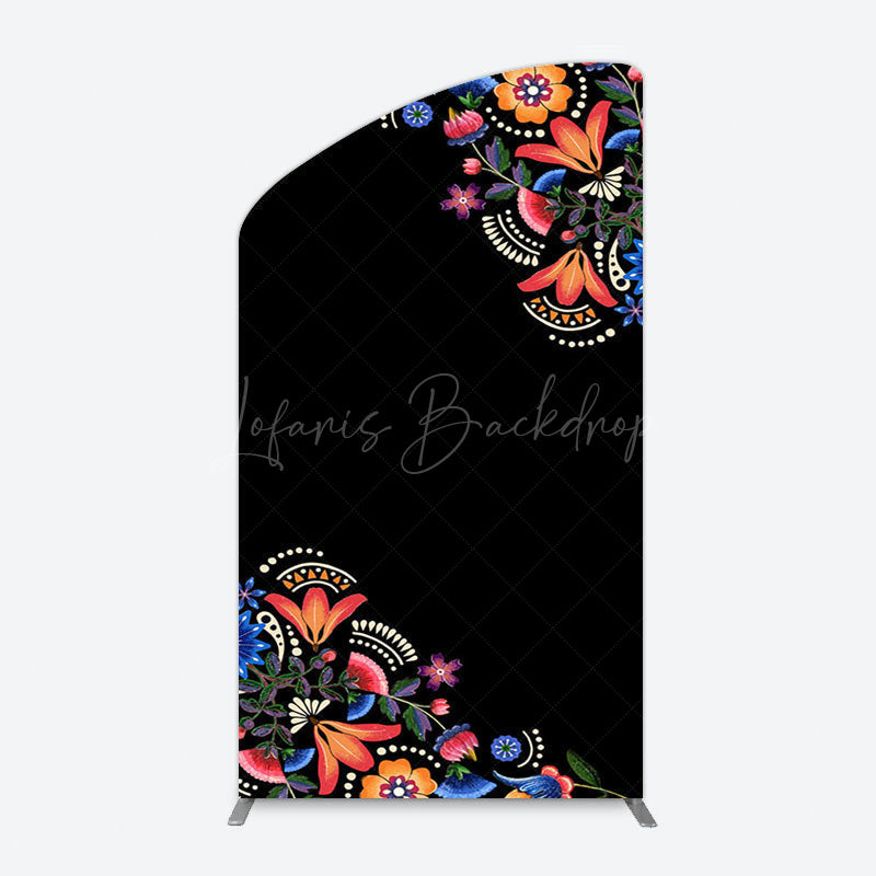 Lofaris Black Mexican National Flower Birthday Arch Backdrop