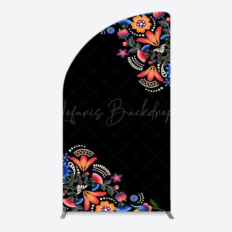 Lofaris Black Mexican National Flower Birthday Arch Backdrop