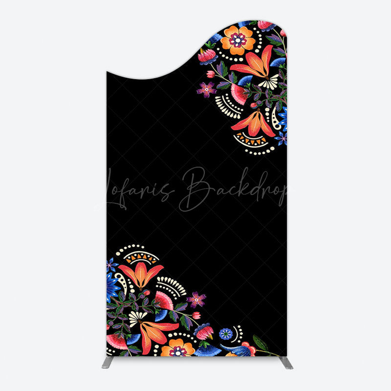 Lofaris Black Mexican National Flower Birthday Arch Backdrop