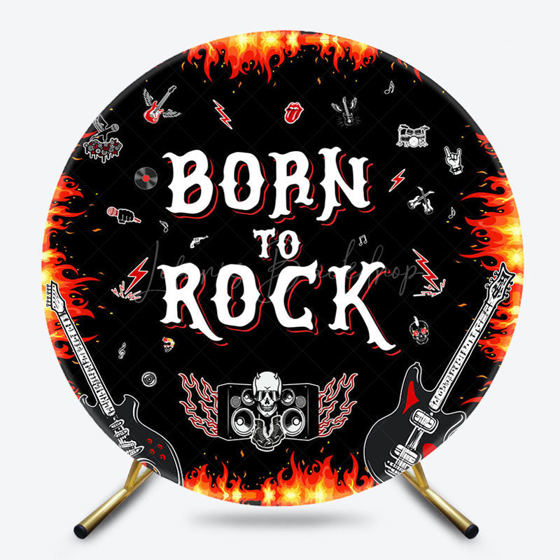 Lofaris Black Passionate Born To Rock Round Birthday Backdrop