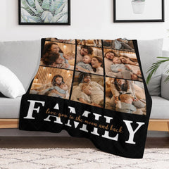 Lofaris Black Personalized Family Photo Warm Text Blanket