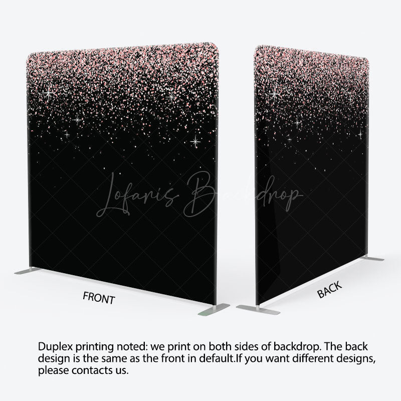 Lofaris Black Pink Glitter Dance Party Pillow Case Backdrop