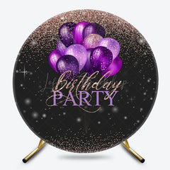 Lofaris Black Pink Glitter Round Birthday Party Backdrop