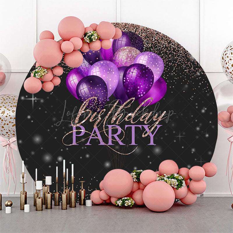 Lofaris Black Pink Glitter Round Birthday Party Backdrop