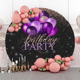 Lofaris Black Pink Glitter Round Birthday Party Backdrop