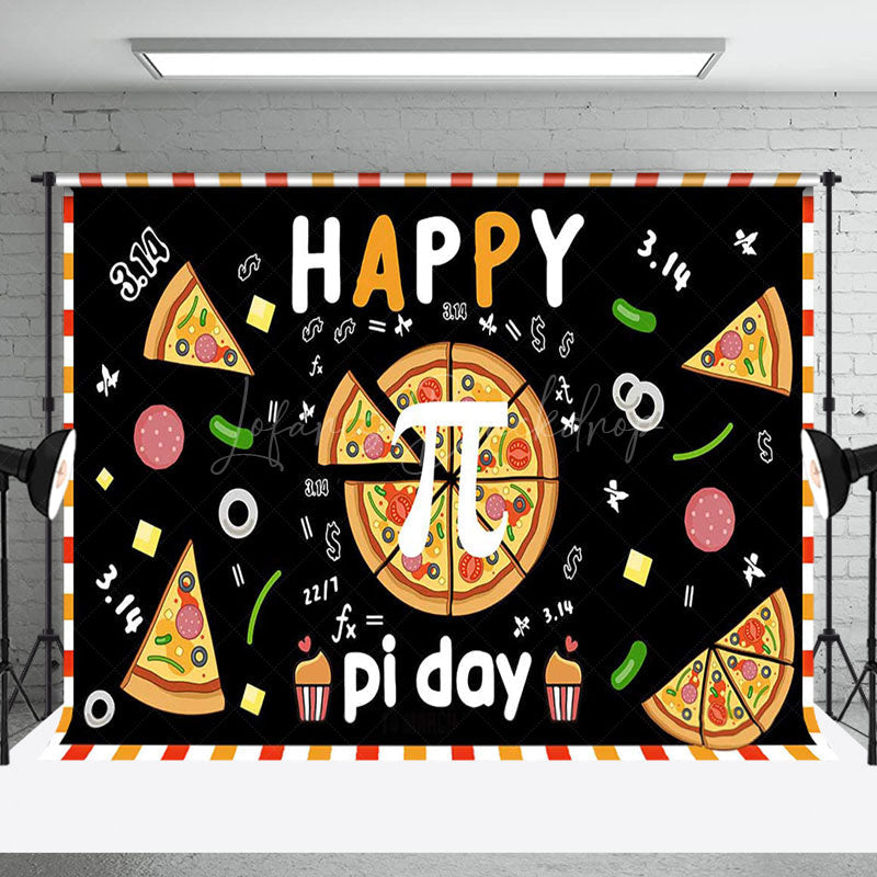 Lofaris Black Pizza Mathematical Happy Pi Day Backdrop