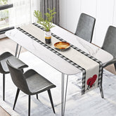 Lofaris Black Plaid Red Heart Valentines Day Table Runner