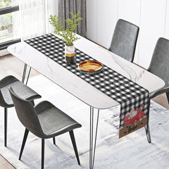 Lofaris Black Plaid Red Truck Valentines Day Table Runner