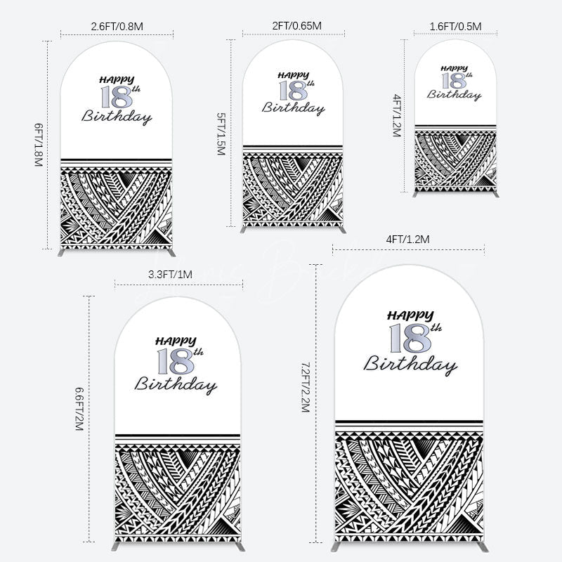 Lofaris Black Polynesian Patterns 18th Birthday Arch Backdrop