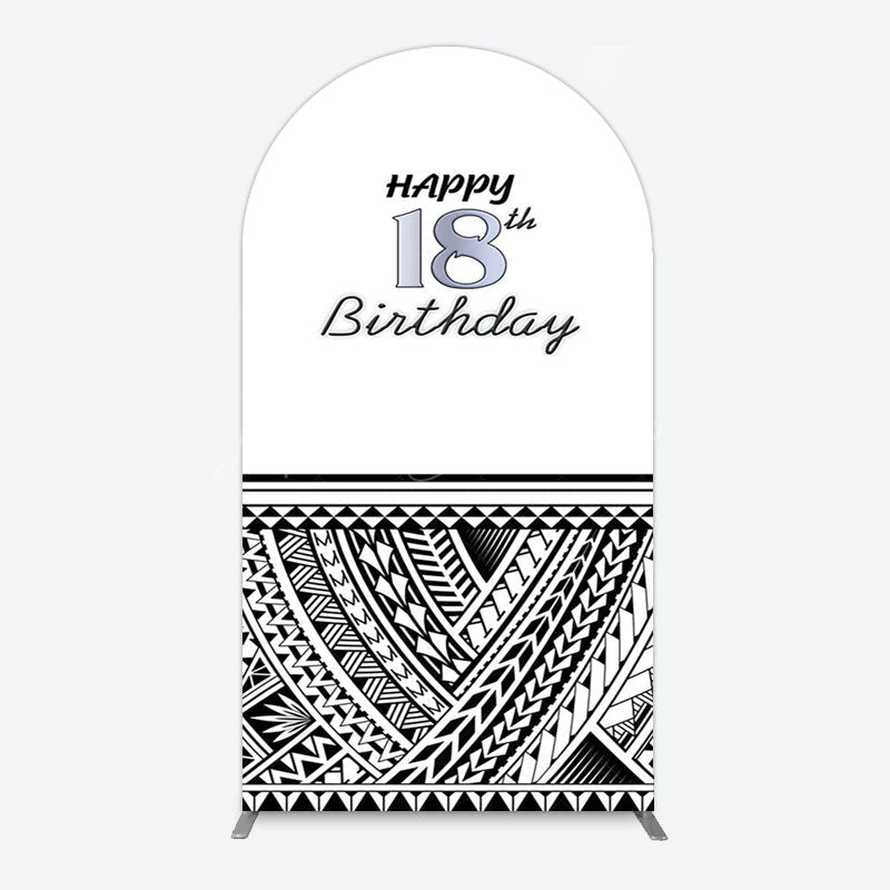 Lofaris Black Polynesian Patterns 18th Birthday Arch Backdrop