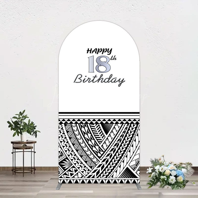 Lofaris Black Polynesian Patterns 18th Birthday Arch Backdrop