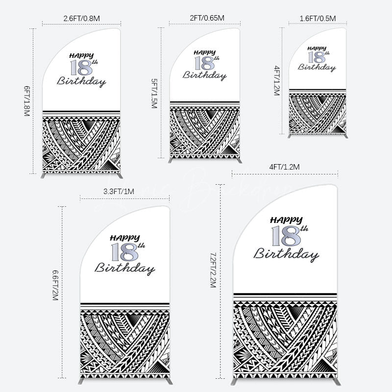 Lofaris Black Polynesian Patterns 18th Birthday Half Moon Arch Backdrop
