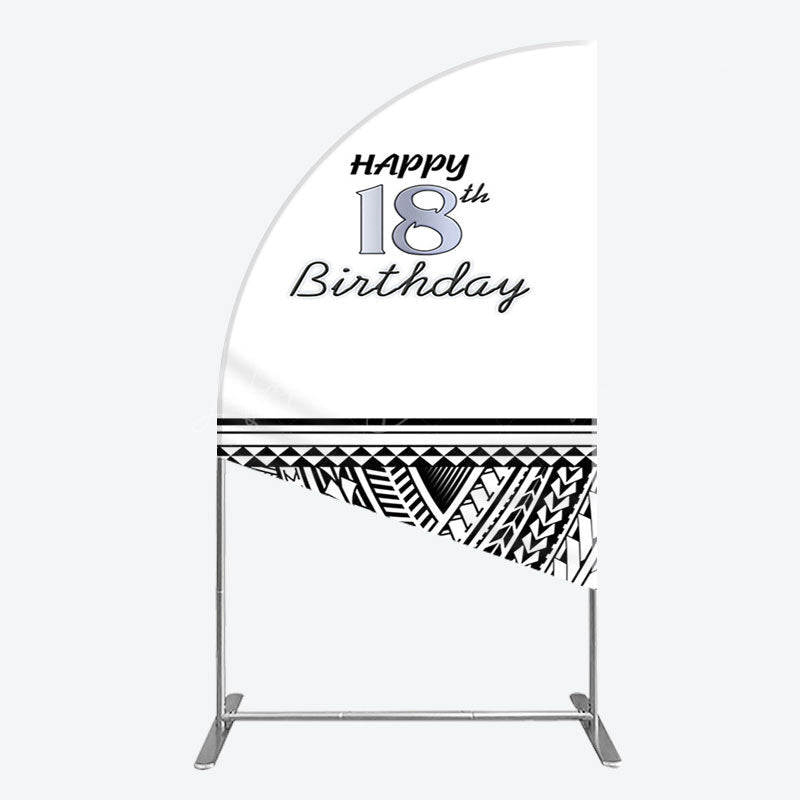 Lofaris Black Polynesian Patterns 18th Birthday Half Moon Arch Backdrop