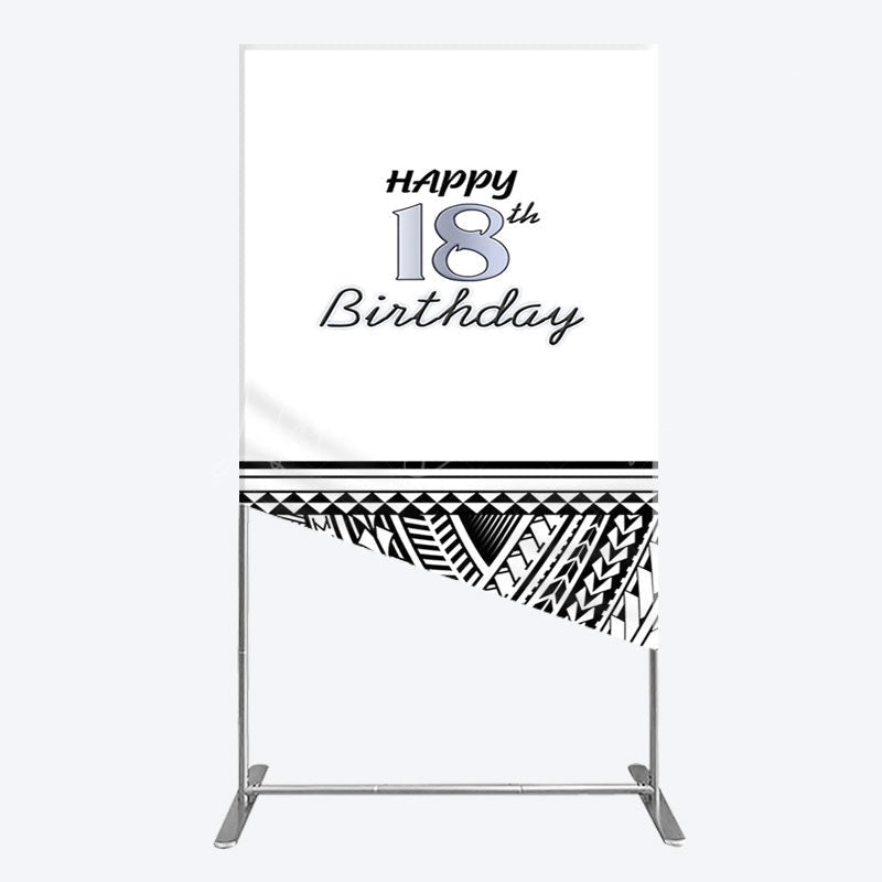 Lofaris Black Polynesian Patterns 18th Birthday Rectangle Backdrop