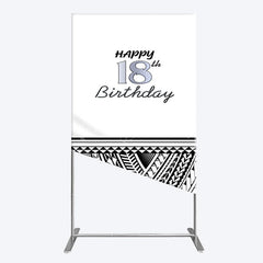 Lofaris Black Polynesian Patterns 18th Birthday Rectangle Backdrop