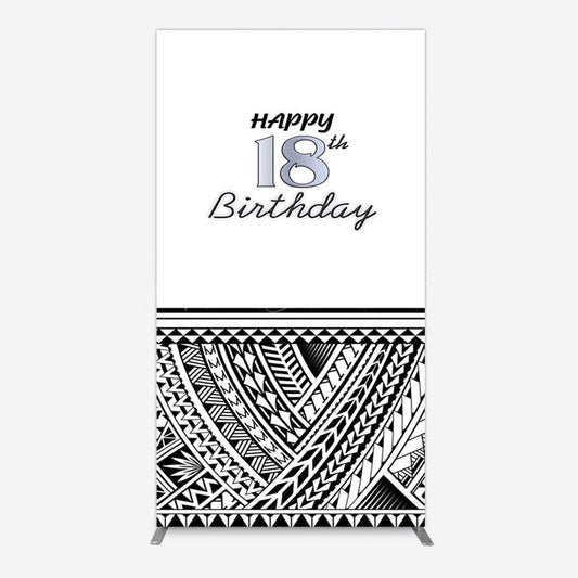 Lofaris Black Polynesian Patterns 18th Birthday Rectangle Backdrop