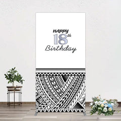 Lofaris Black Polynesian Patterns 18th Birthday Rectangle Backdrop