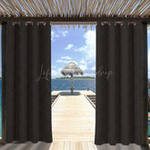 Lofaris Black Privacy Sun Blocking Outdoor Curtains Pergola Waterproof Grommet Top for Front Porch