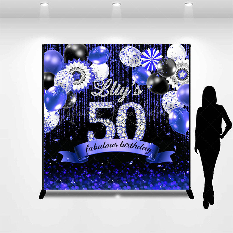Lofaris Black Purple Balloons Custom 50th Birthday Backdrop