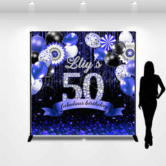 Lofaris Black Purple Balloons Custom 50th Birthday Backdrop