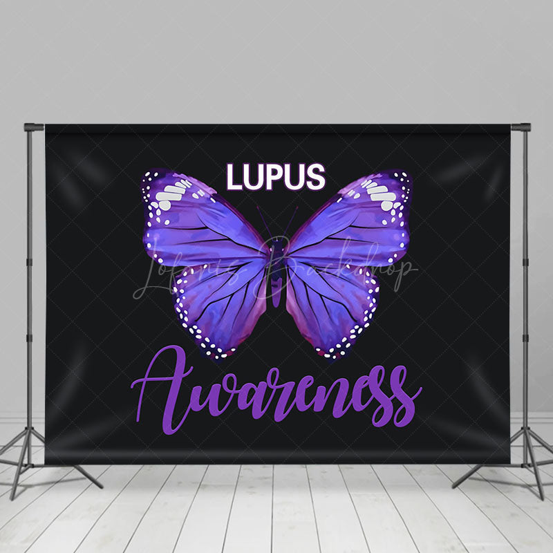 Lofaris Black Purple Butterfly Lupus Awareness Month Backdrop