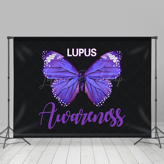Lofaris Black Purple Butterfly Lupus Awareness Month Backdrop