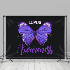 Lofaris Black Purple Butterfly Lupus Awareness Month Backdrop