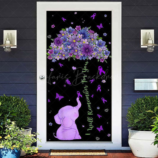 Lofaris Black Purple Floral Butterfly Elephant AD Door Cover