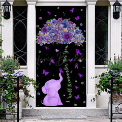 Lofaris Black Purple Floral Butterfly Elephant AD Door Cover