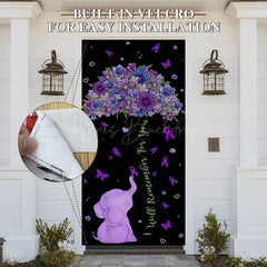 Lofaris Black Purple Floral Butterfly Elephant AD Door Cover