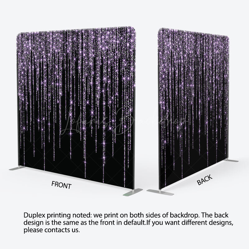 Lofaris Black Purple Sparkle Party Square Tension Backdrop
