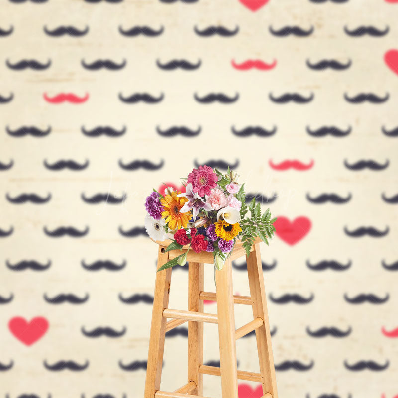 Lofaris Black Red Beard Love Heart Fathers Day Photo Backdrop