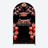 Lofaris Black Red Glitter Balloon Congrats Grad Arch Backdrop