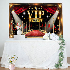 Lofaris Black Red Gold Carpet Vip Pass Birthday Backdrop
