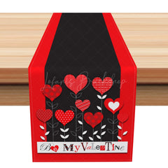 Lofaris Black Red Heart Balloon Be My Valentine Table Runner