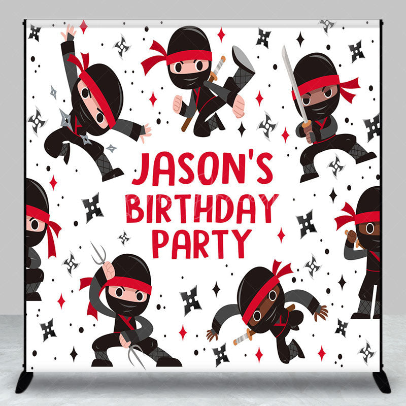 Lofaris Black Red Ninja Darts Custom Name Birthday Backdrop